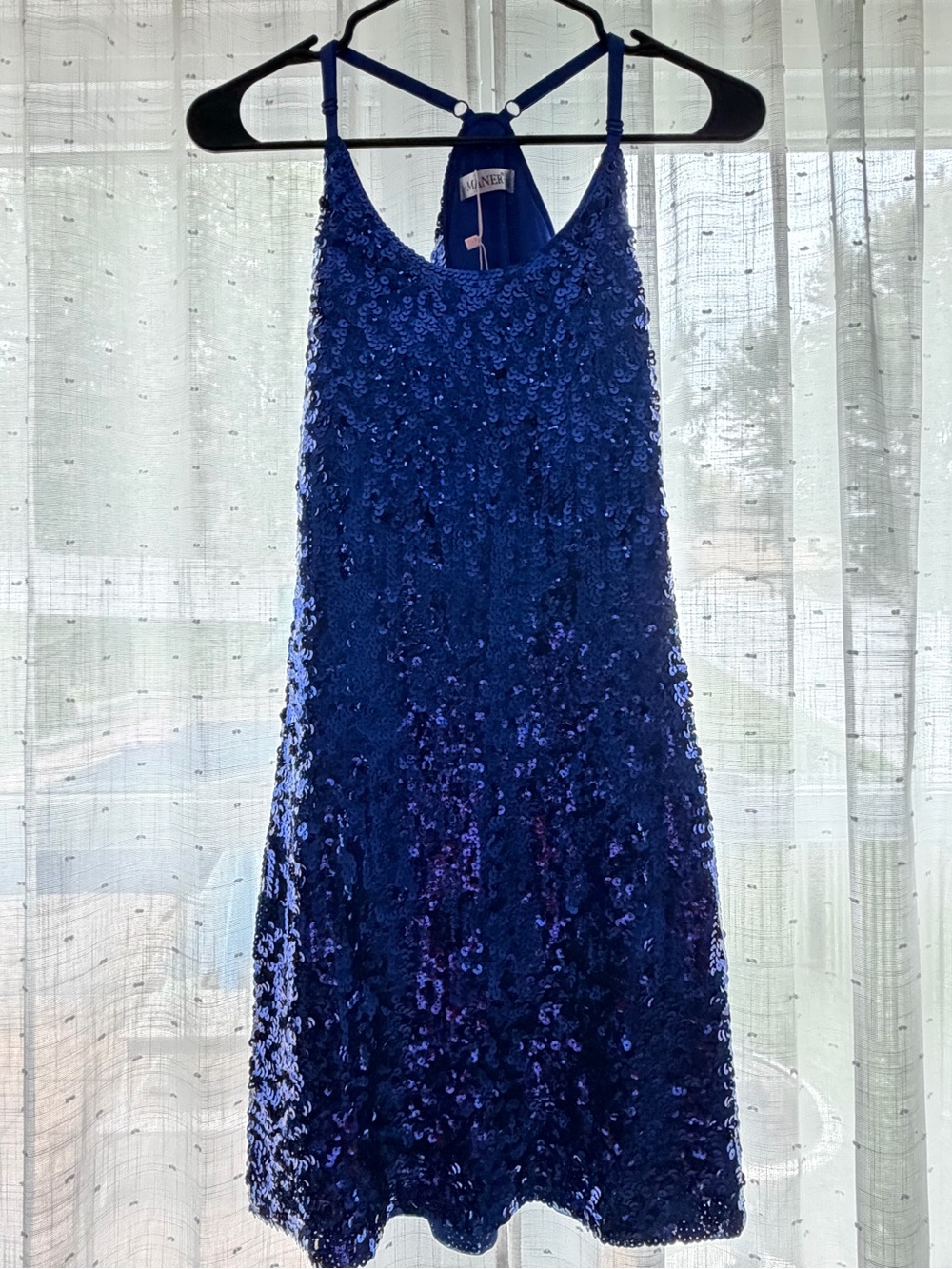 Maner Royal Blue Glitter Sequin Slip Dress